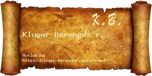 Kluger Berengár névjegykártya